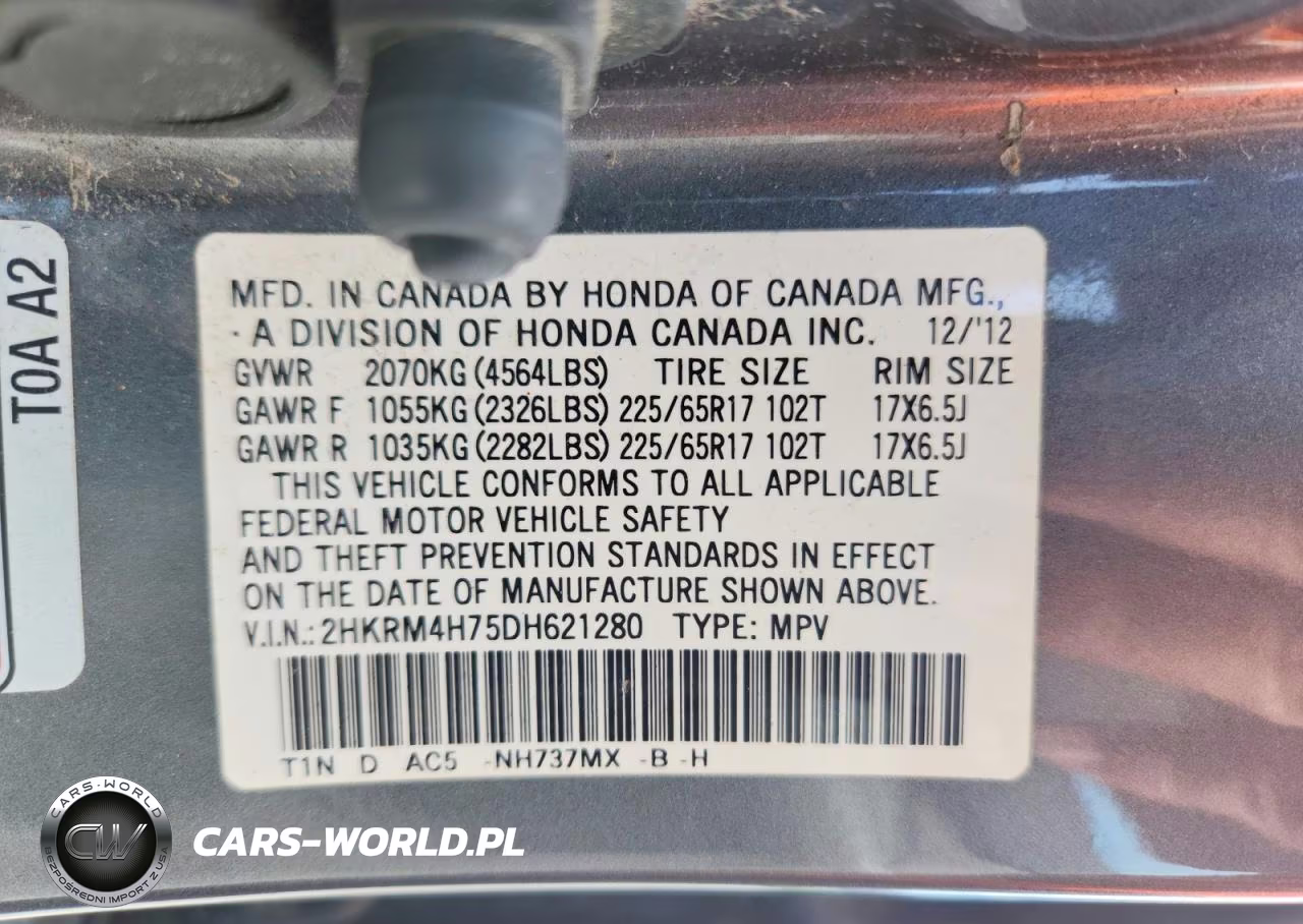 2013 Honda Cr-V Exl VIN:2HKRM4H75DH621280 - 14