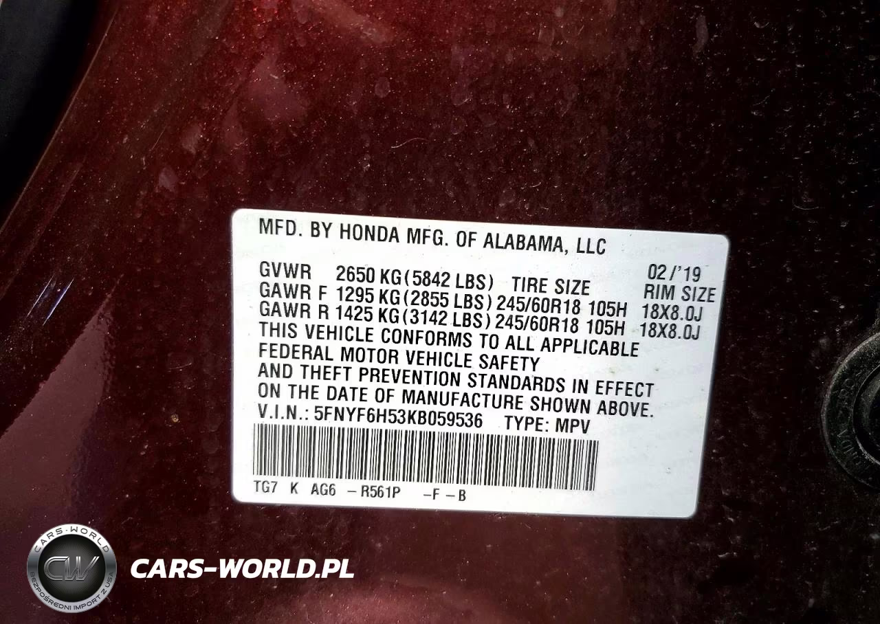 2019 Honda Pilot Exl VIN:5FNYF6H53KB059536 - 14