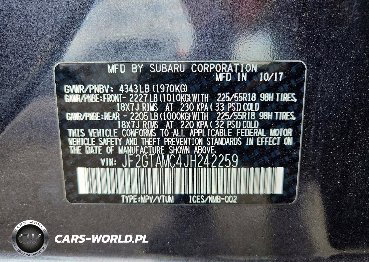 2018 Subaru Crosstrek Limited VIN:JF2GTAMC4JH242259 - 10