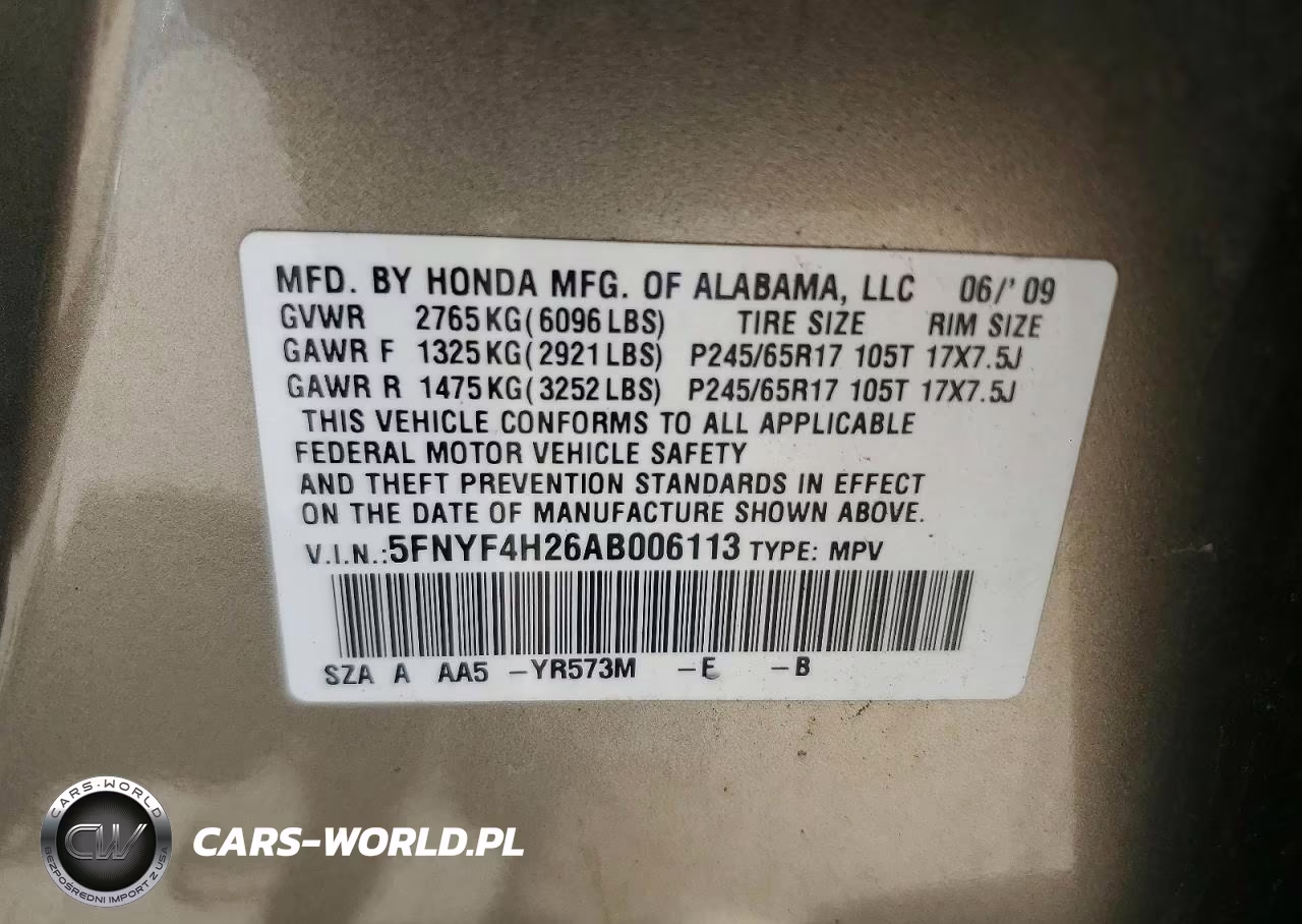 2010 Honda Pilot Lx VIN:5FNYF4H26AB006113 - 13