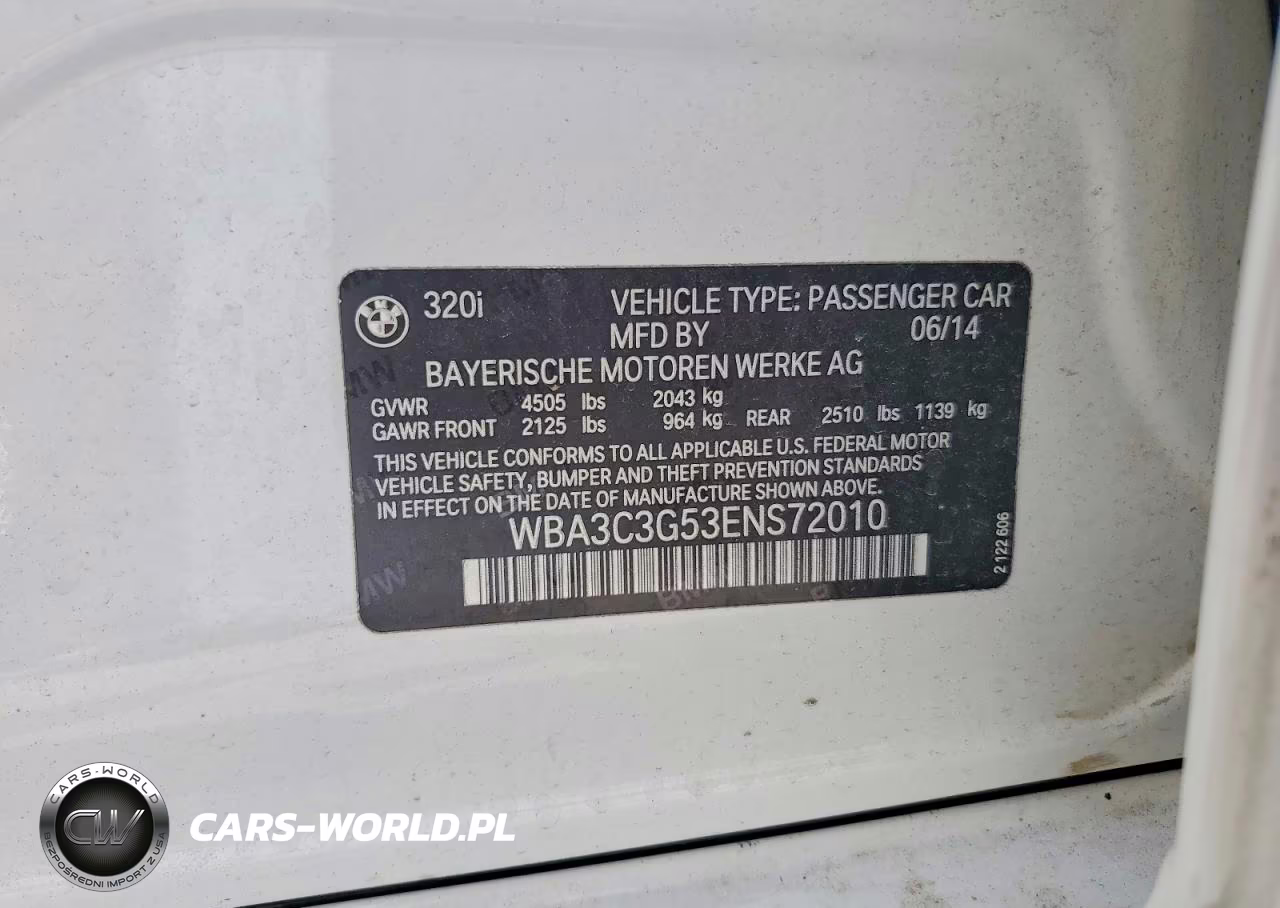 2014 BMW 320 I xDrive VIN:WBA3C3G53ENS72010 - 12