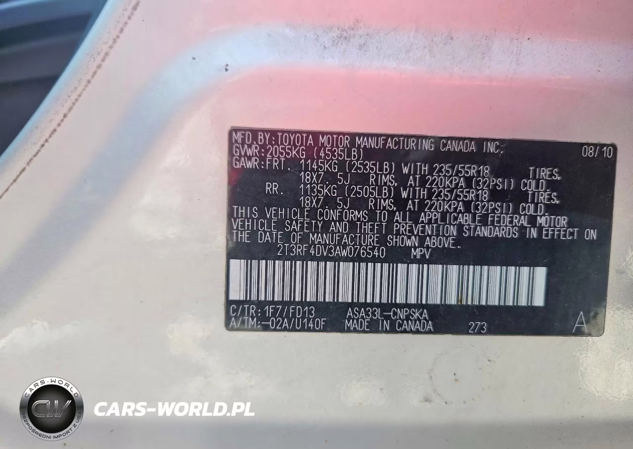 2010 Toyota Rav4 Sport VIN:2T3RF4DV3AW076540 - 13