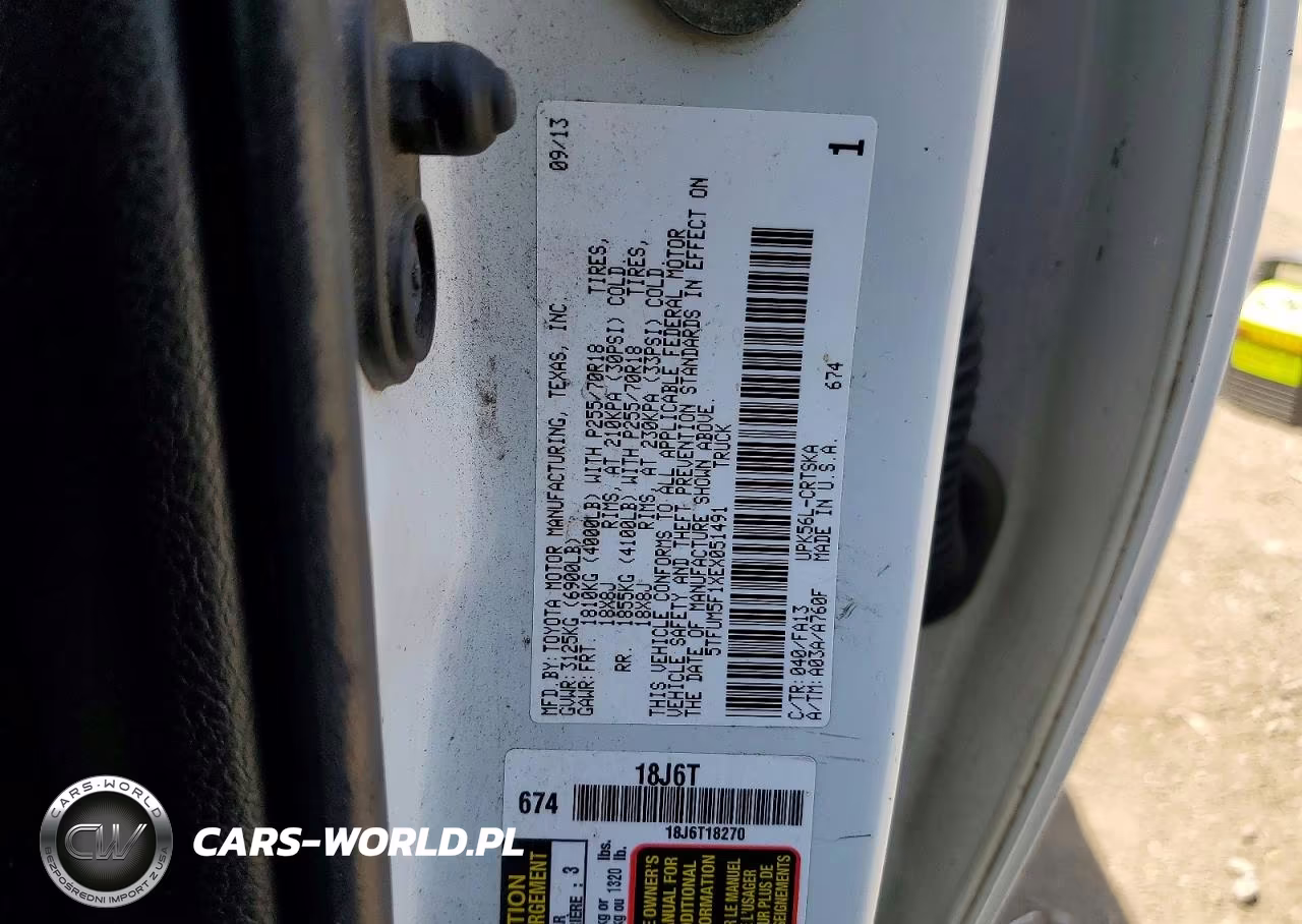 2014 Toyota Tundra Sr VIN:5TFUM5F1XEX051491 - 12
