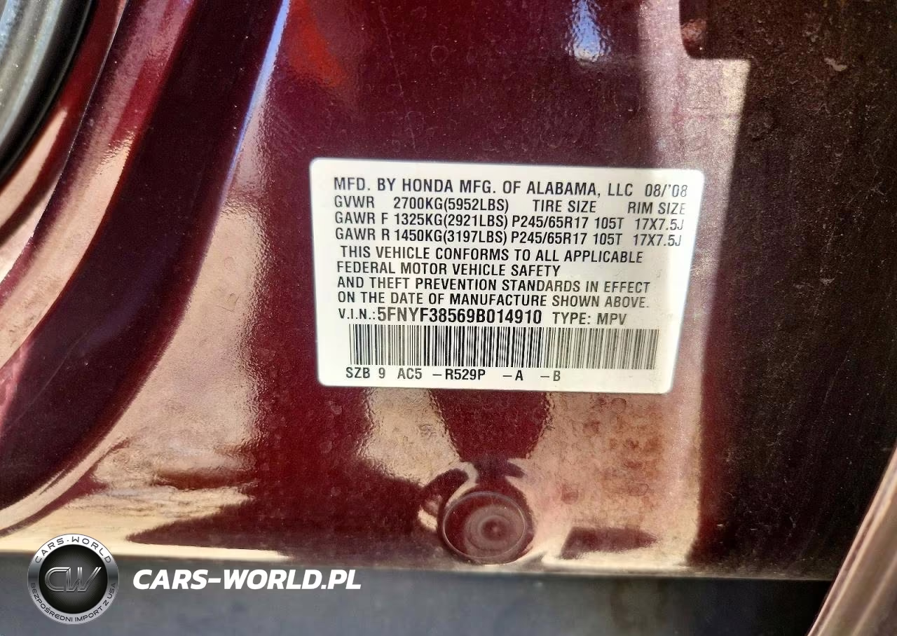2009 Honda Pilot Exl VIN:5FNYF38569B014910 - 13