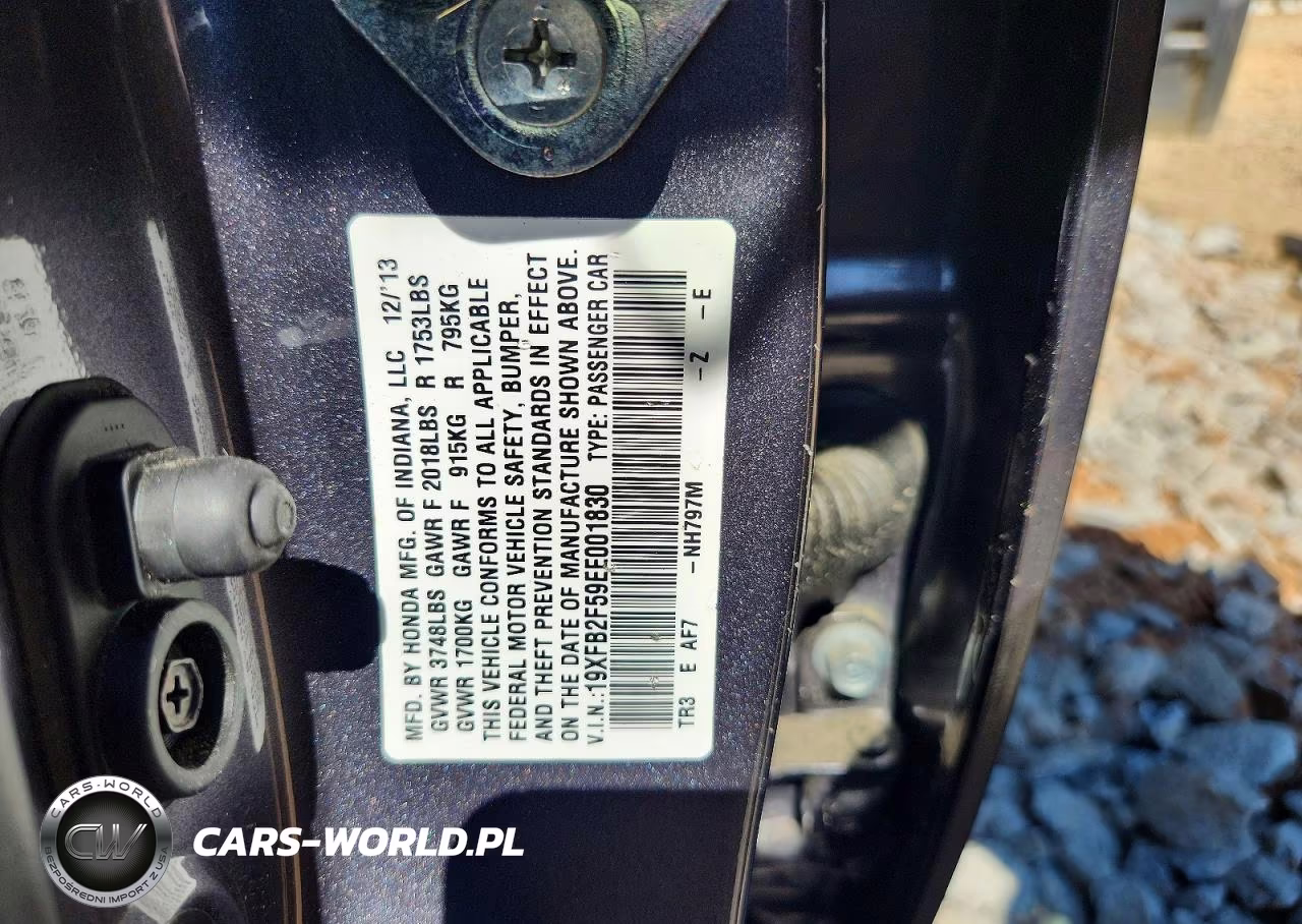 2014 Honda Civic Lx VIN:19XFB2F59EE001830 - 12