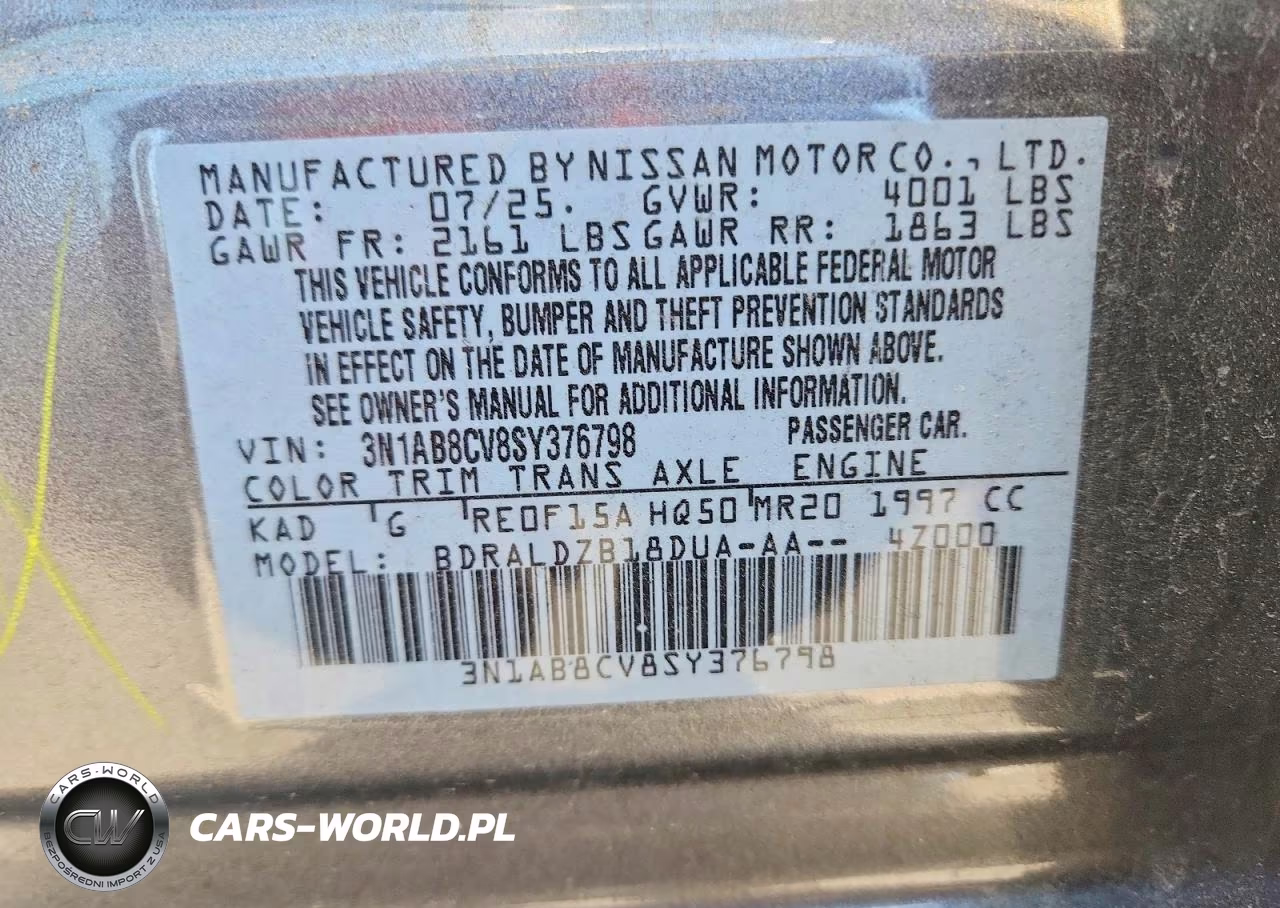 2025 Nissan Sentra Sv VIN:3N1AB8CV8SY376798 - 12