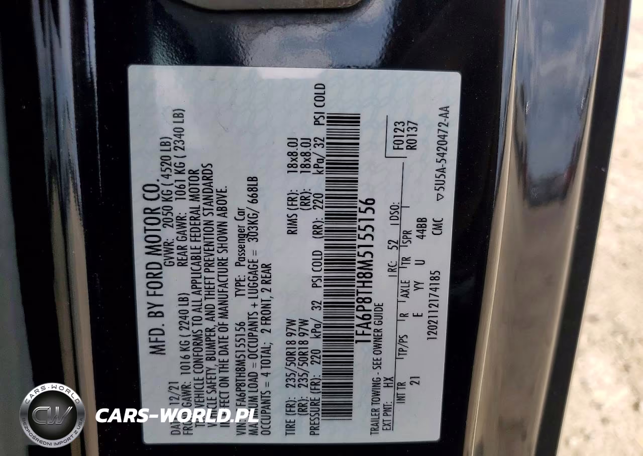 2021 Ford Mustang VIN:1FA6P8TH8M5155156 - 12