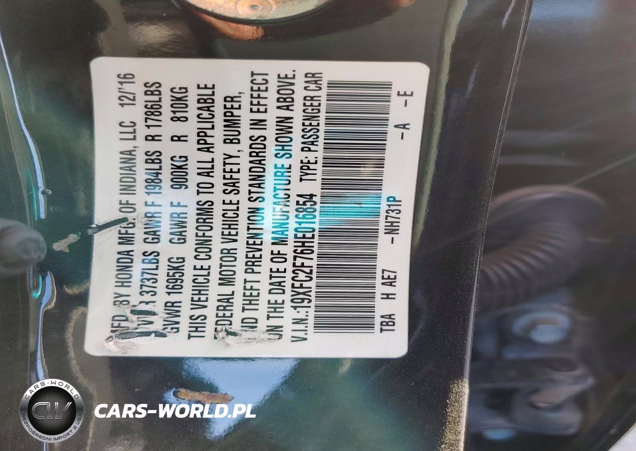 2017 Honda Civic Ex VIN:19XFC2F76HE016854 - 12