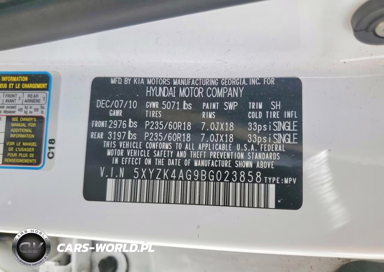 2011 Hyundai Santa Fe Limited VIN:5XYZK4AG9BG023858 - 13