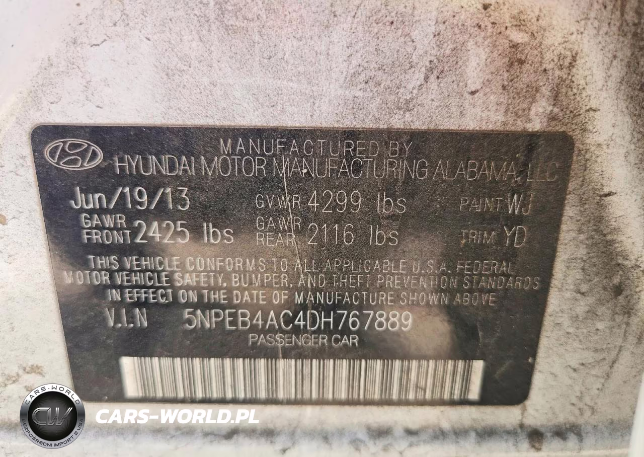 2013 Hyundai Sonata Gls VIN:5NPEB4AC4DH767889 - 12