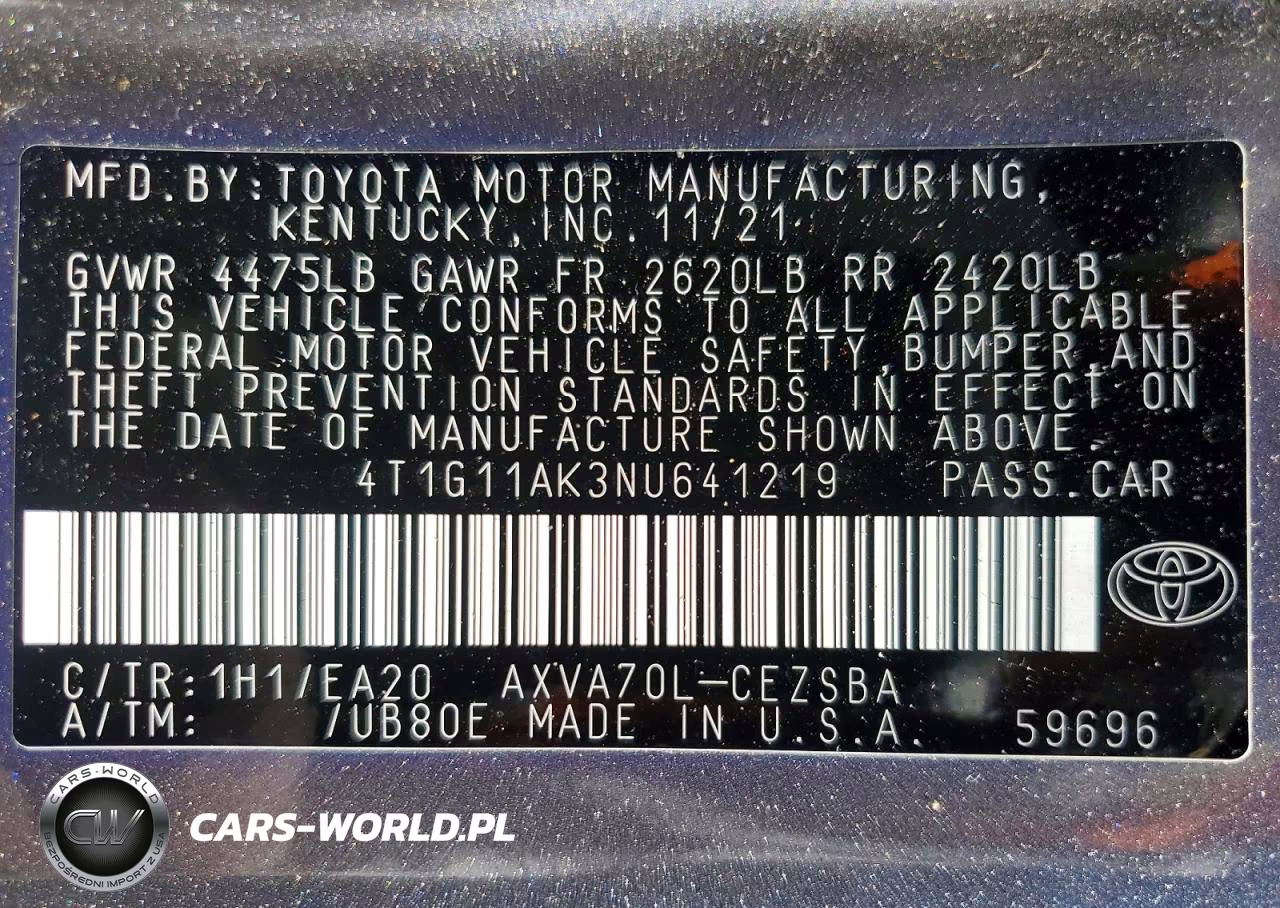 2022 Toyota Camry Se VIN:4T1G11AK3NU641219 - 13