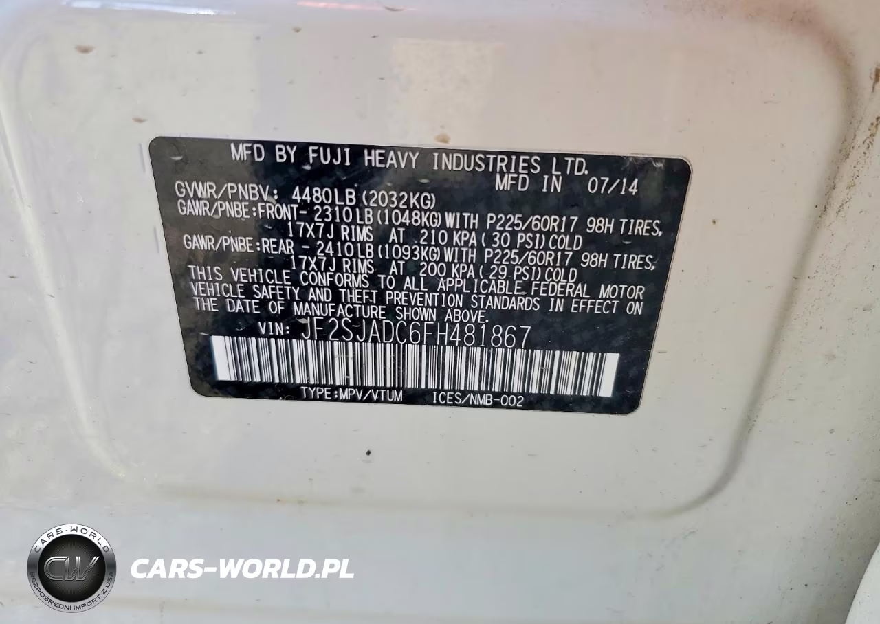 2015 Subaru Forester 2.5I Premium VIN:JF2SJADC6FH481867 - 12