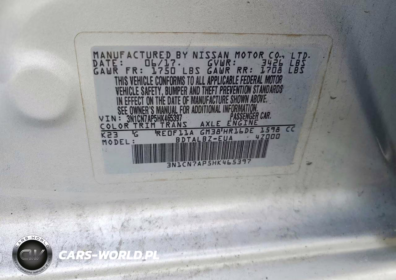 2017 Nissan Versa 1.6 Sv VIN:3N1CN7AP5HK465397 - 12