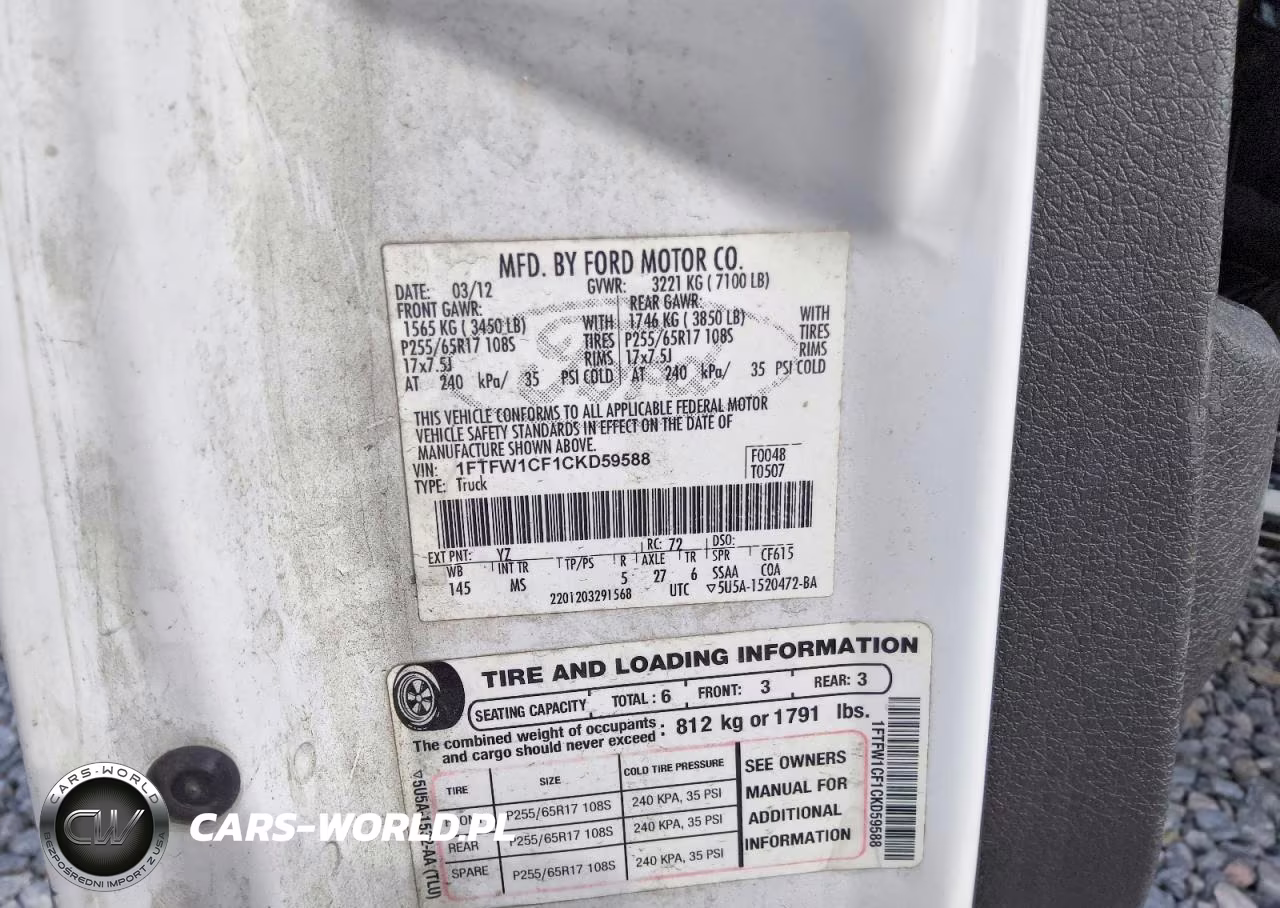 2012 Ford F150 Supercrew VIN:1FTFW1CF1CKD59588 - 12