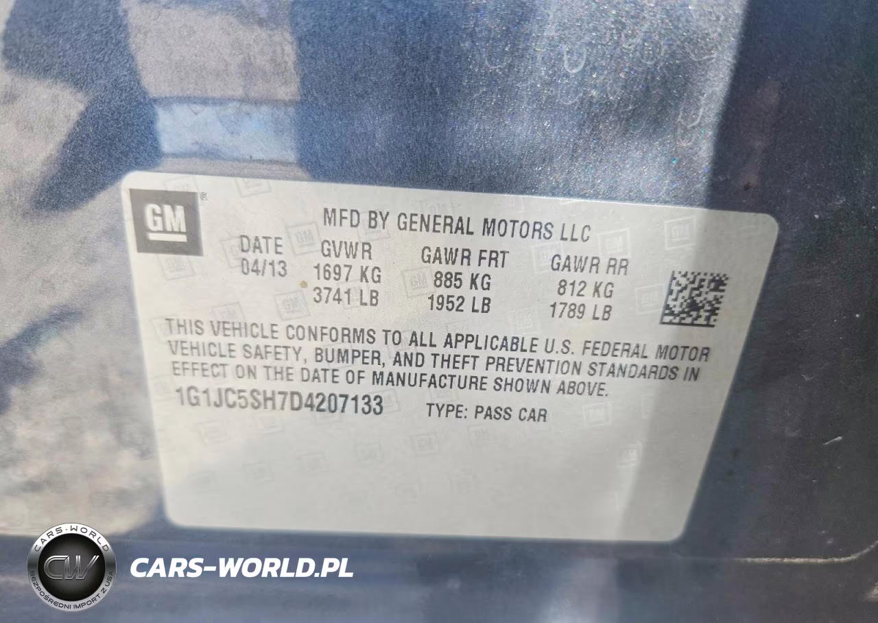 2013 Chevrolet Sonic Lt VIN:1G1JC5SH7D4207133 - 12
