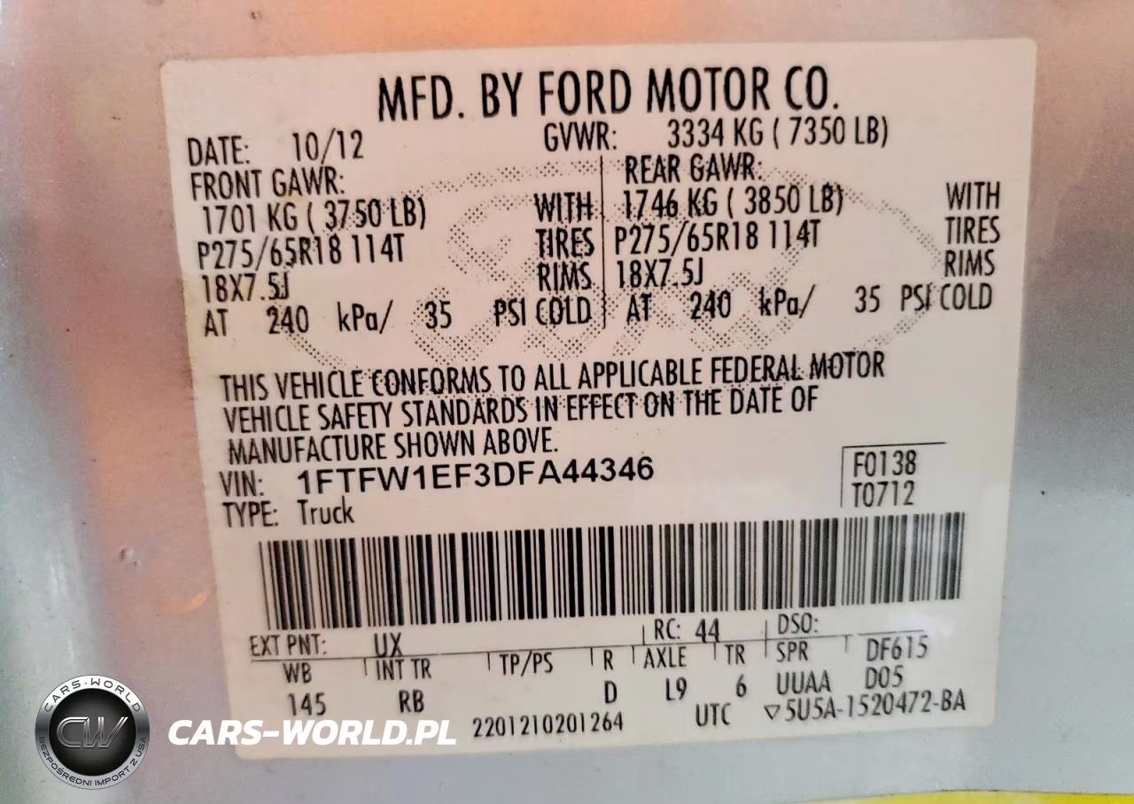 2013 Ford F150 Supercrew VIN:1FTFW1EF3DFA44346 - 12