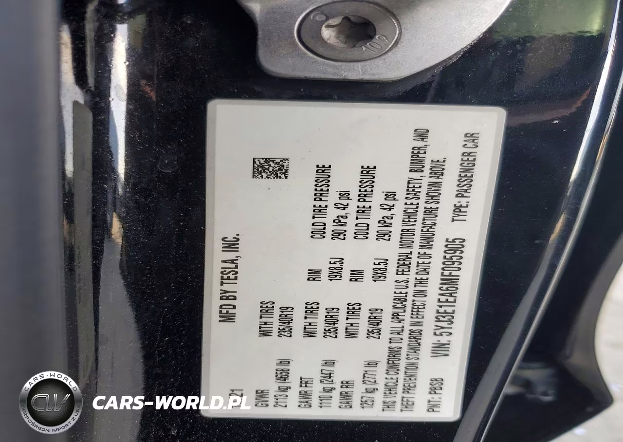 2021 Tesla Model 3 VIN:5YJ3E1EA6MF095905 - 12