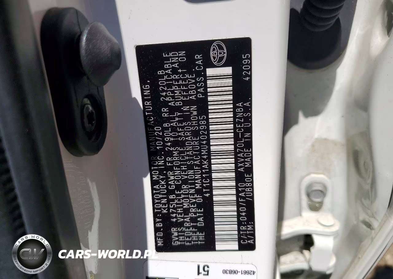 2021 Toyota Camry Le VIN:4T1C11AK4MU402985 - 13