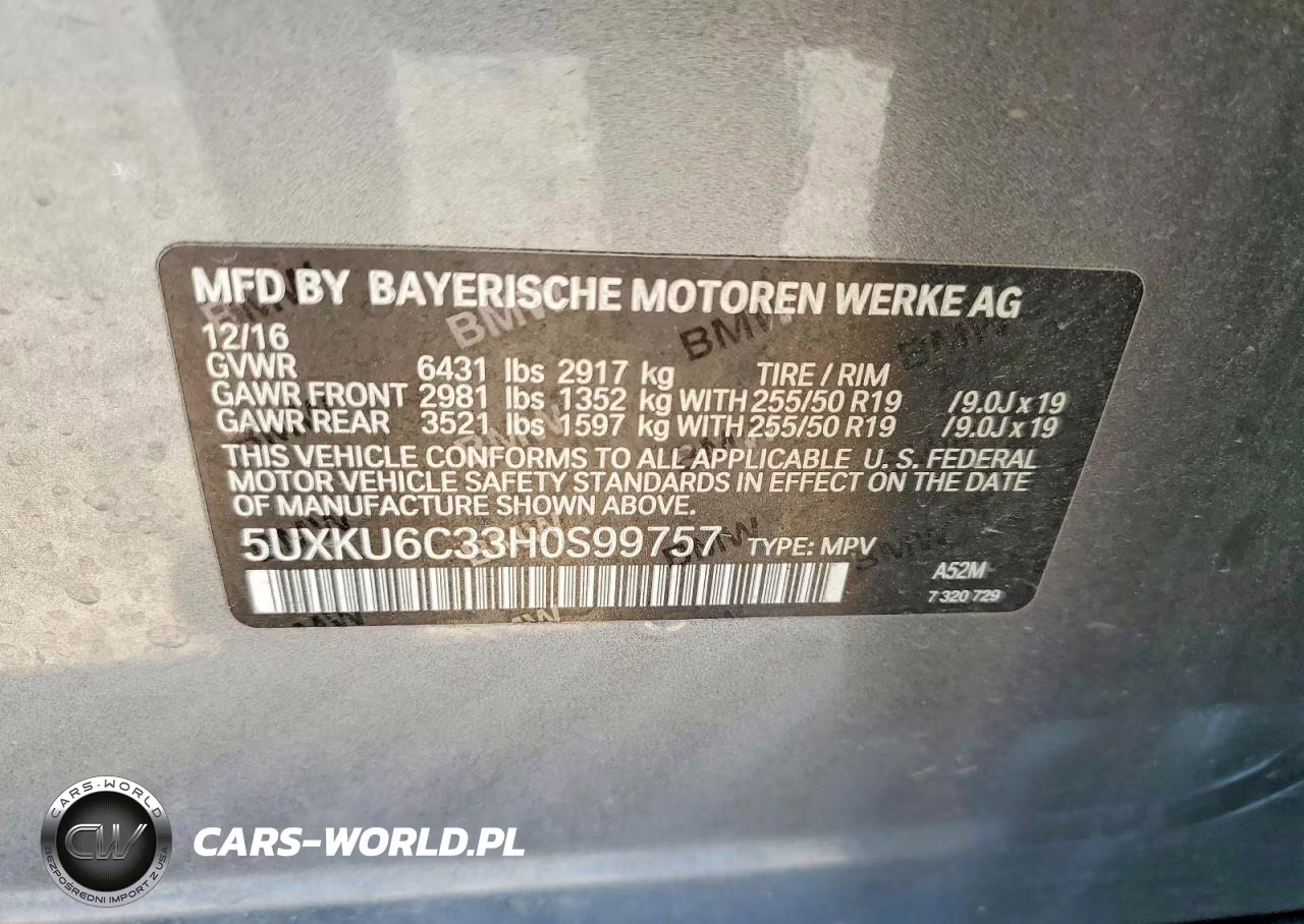 2017 BMW X6 xDrive50I VIN:5UXKU6C33H0S99757 - 13