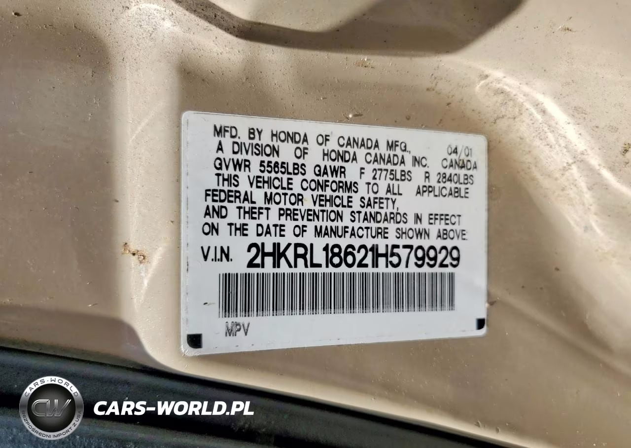 2001 Honda Odyssey Ex VIN:2HKRL18621H579929 - 13