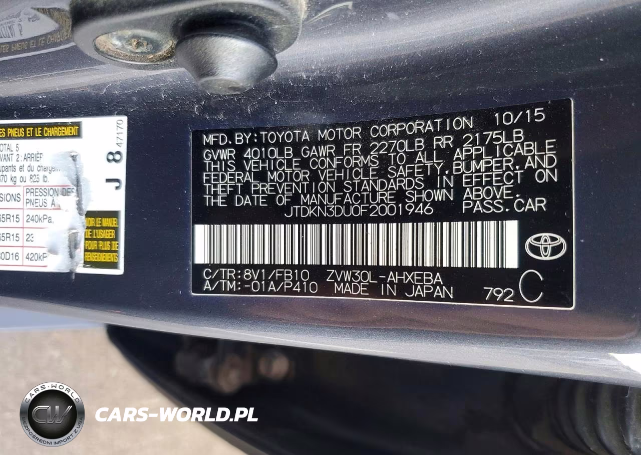 2015 Toyota Prius Two VIN:JTDKN3DU0F2001946 - 12