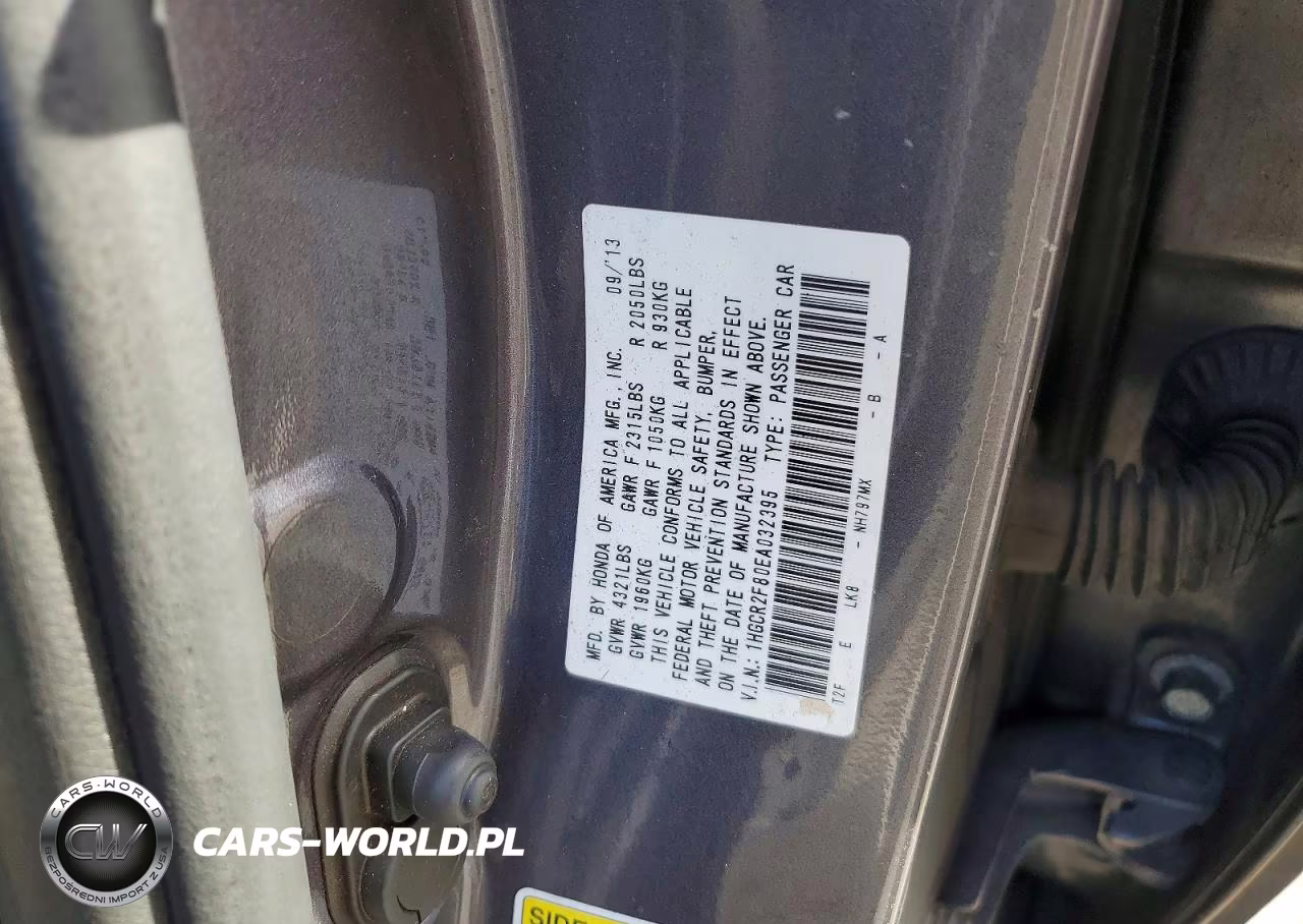 2014 Honda Accord Exl VIN:1HGCR2F80EA032395 - 12