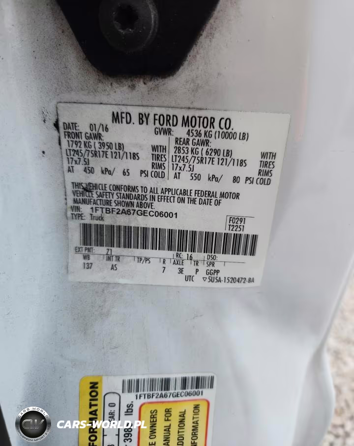 2016 Ford F250 Super Duty VIN:1FTBF2A67GEC06001 - 12