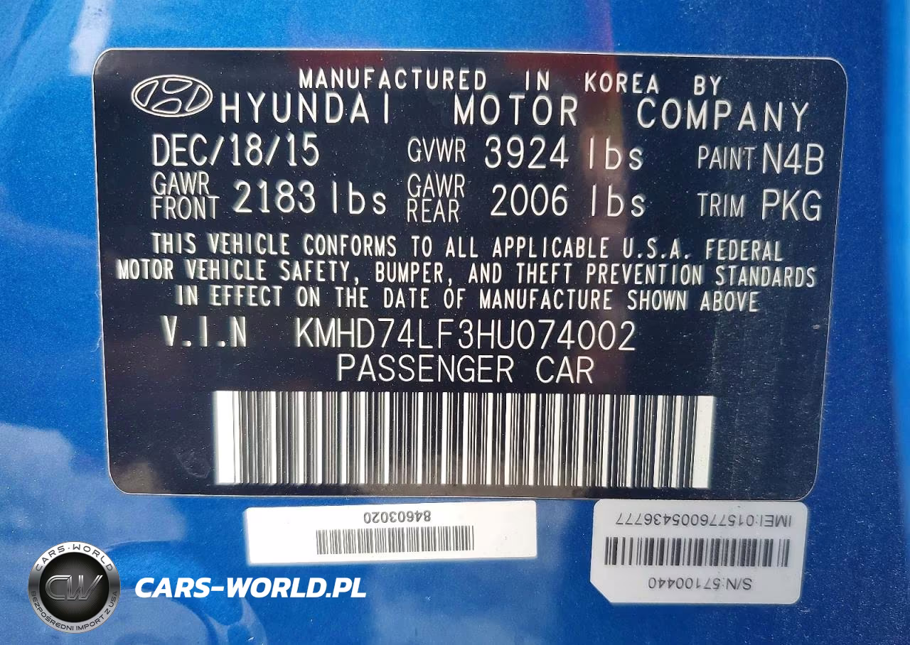 2017 Hyundai Elantra Se VIN:KMHD74LF3HU074002 - 13