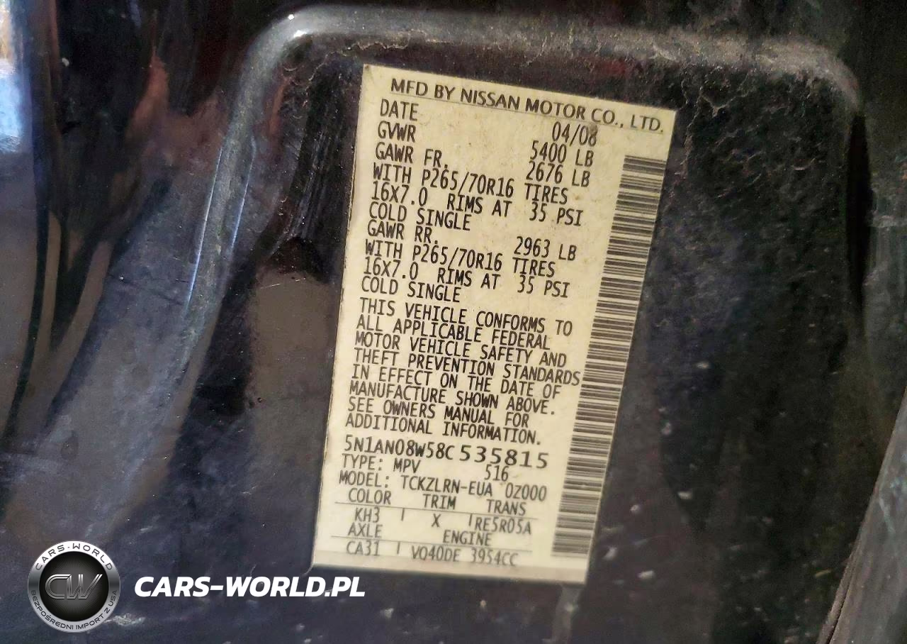 2008 Nissan Xterra X VIN:5N1AN08W58C535815 - 13