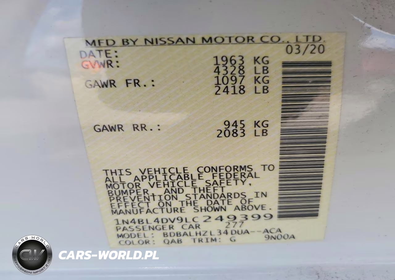 2020 Nissan Altima Sv VIN:1N4BL4DV9LC249399 - 12