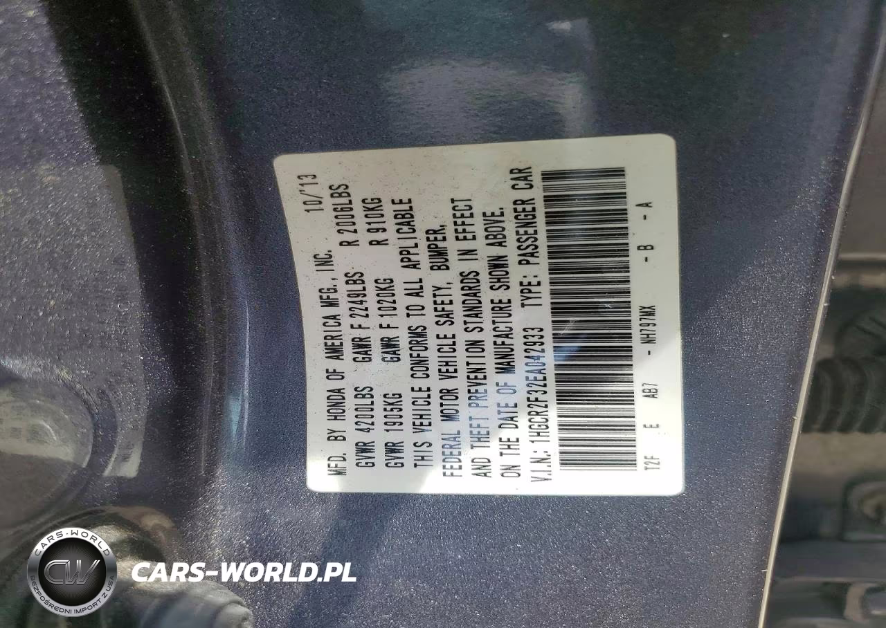 2014 Honda Accord Lx VIN:1HGCR2F32EA042933 - 12