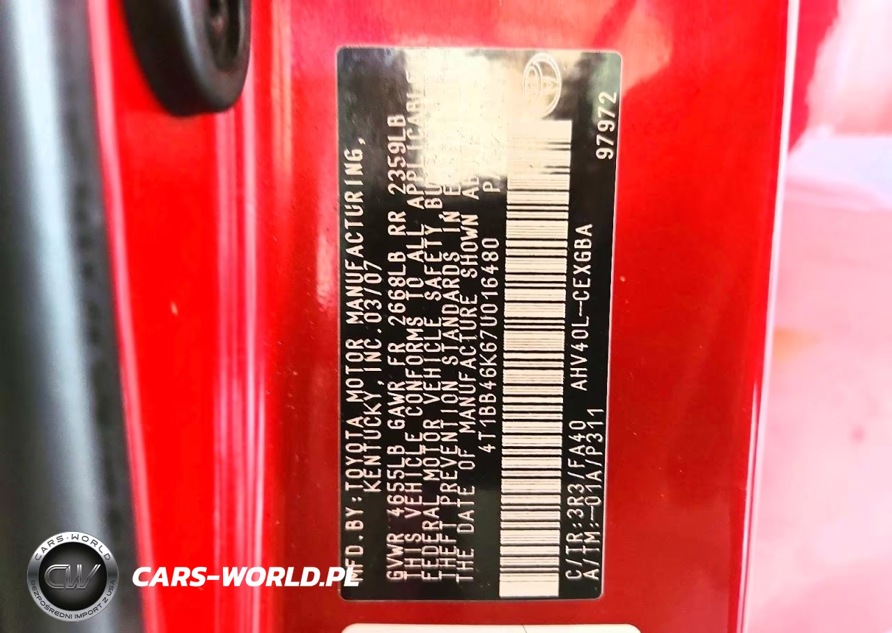 2007 Toyota Camry Hybrid VIN:4T1BB46K67U016480 - 12