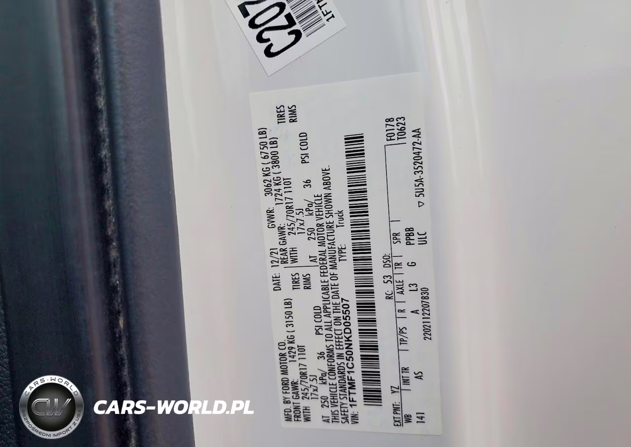 2022 Ford F150 VIN:1FTMF1C50NKD05507 - 13