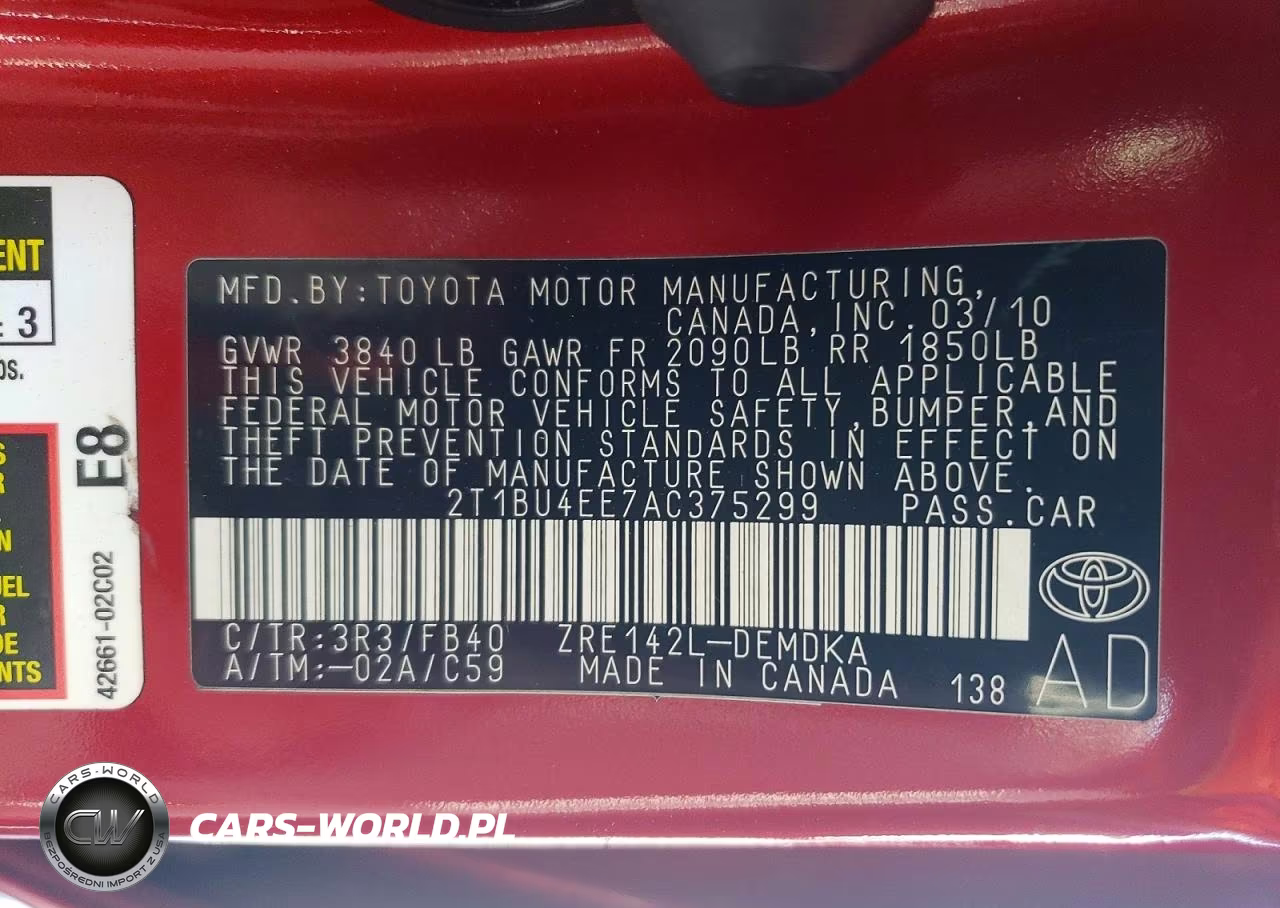 2010 Toyota Corolla Base VIN:2T1BU4EE7AC375299 - 12
