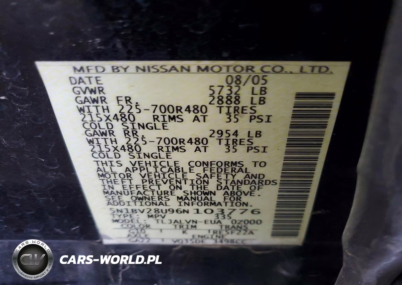 2006 Nissan Quest 3.5 VIN:5N1BV28U96N103776 - 13