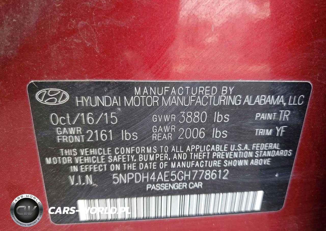 2016 Hyundai Elantra Se VIN:5NPDH4AE5GH778612 - 12