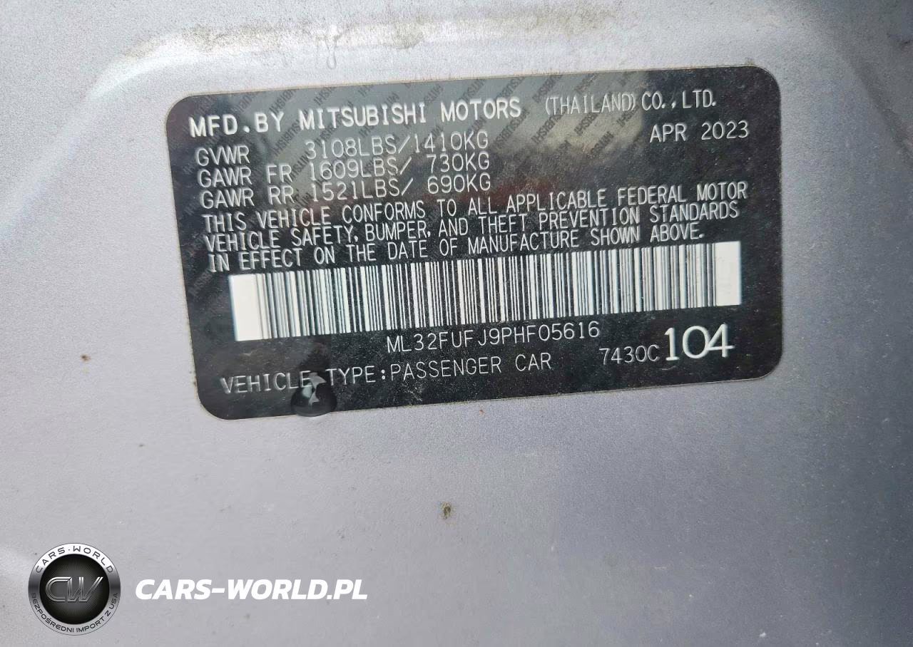 2023 Mitsubishi Mirage G4 Es VIN:ML32FUFJ9PHF05616 - 12