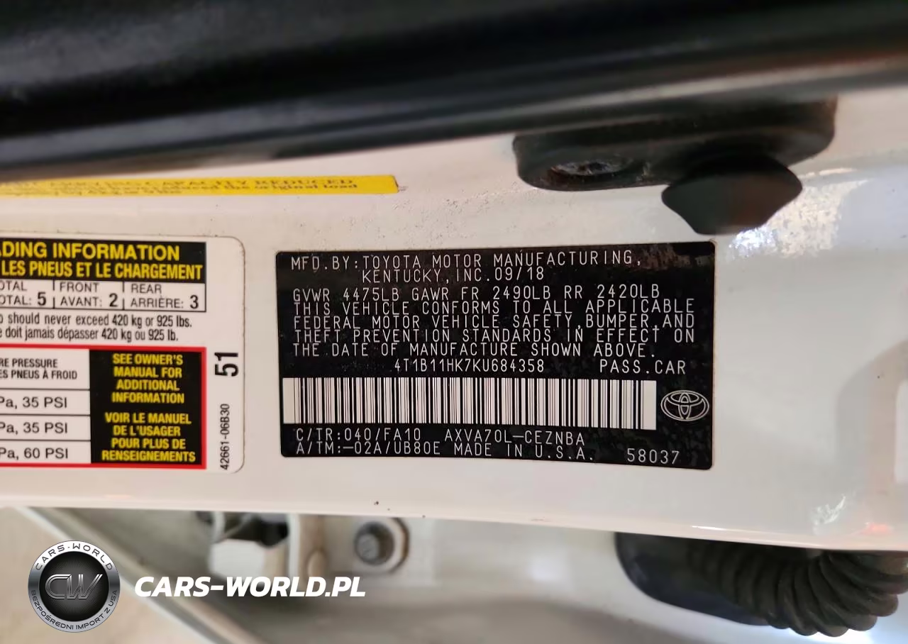 2019 Toyota Camry Le VIN:4T1B11HK7KU684358 - 12