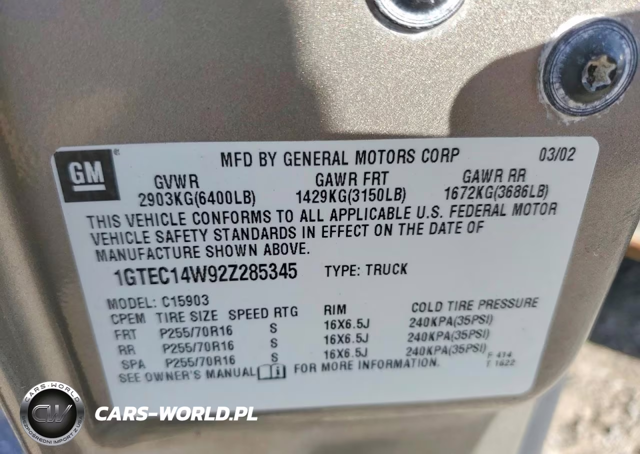 2002 GMC New Sierra C1500 VIN:1GTEC14W92Z285345 - 12