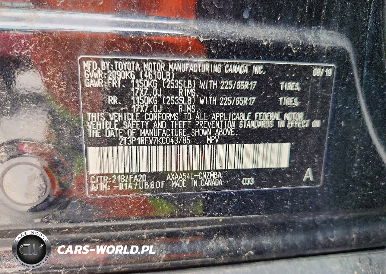 2019 Toyota Rav4 Xle VIN:2T3P1RFV7KC043785 - 14
