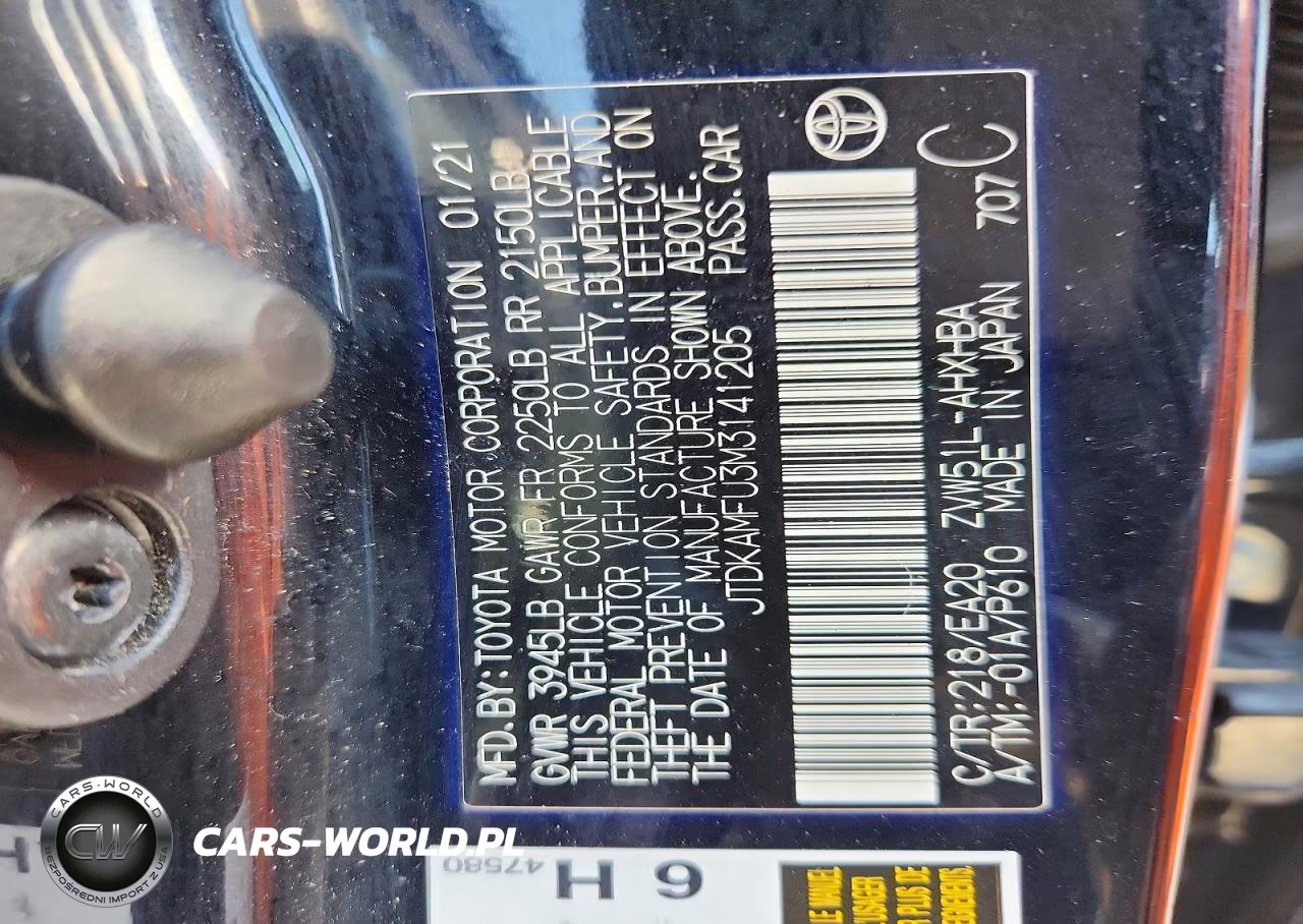 2021 Toyota Prius Xle VIN:JTDKAMFU3M3141205 - 13
