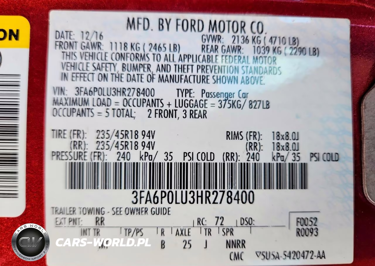 2017 Ford Fusion Se Hybrid VIN:3FA6P0LU3HR278400 - 13