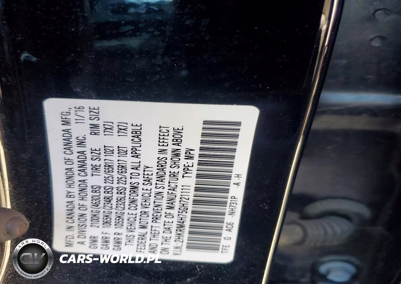 2016 Honda Cr-V Exl VIN:2HKRM4H75GH721111 - 13