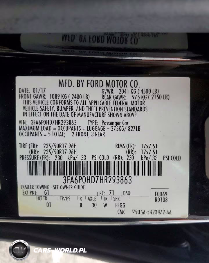 FORD FUSION SE VIN:3FA6P0HD7HR293863 - 12