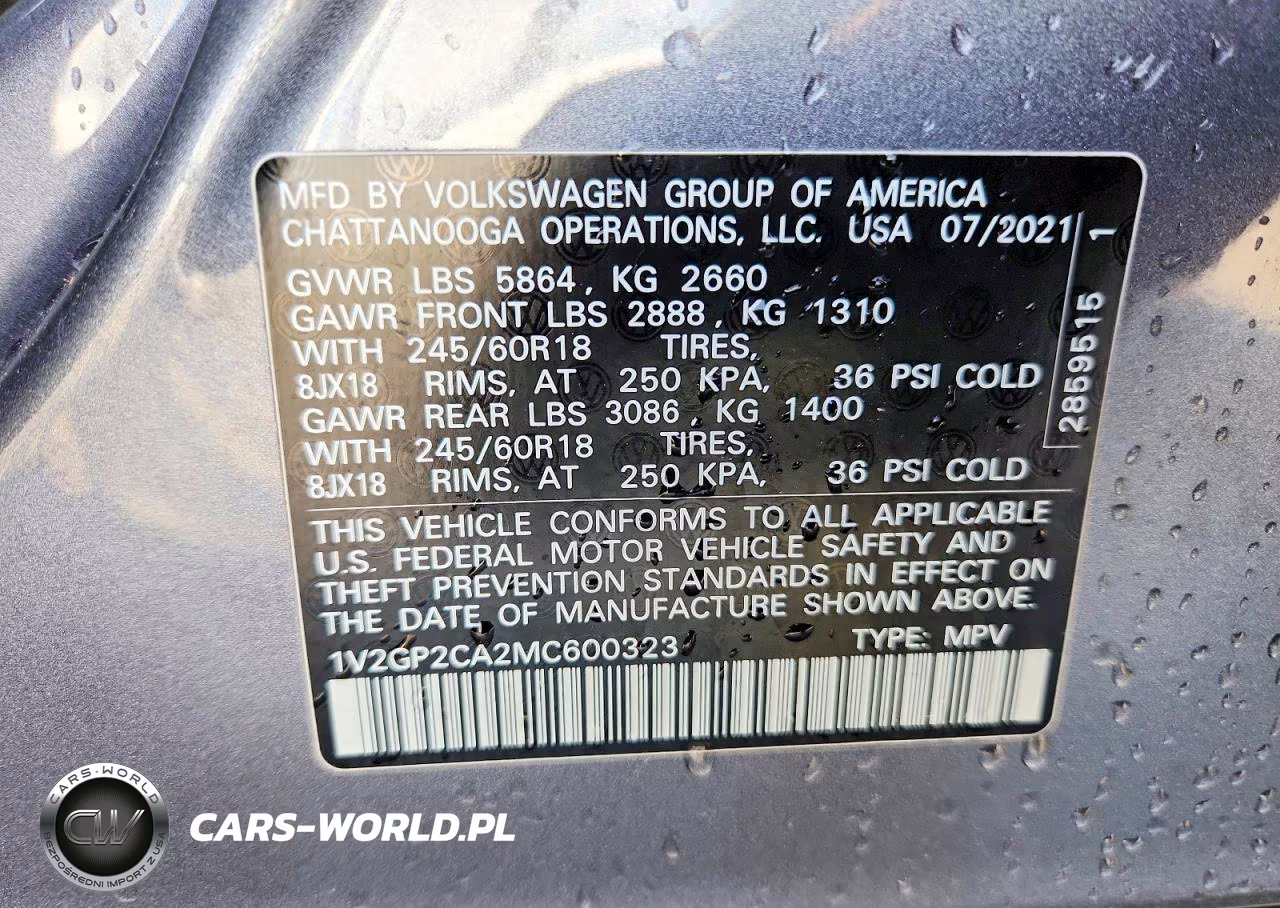2021 Volkswagen Atlas S VIN:1V2GP2CA2MC600323 - 13