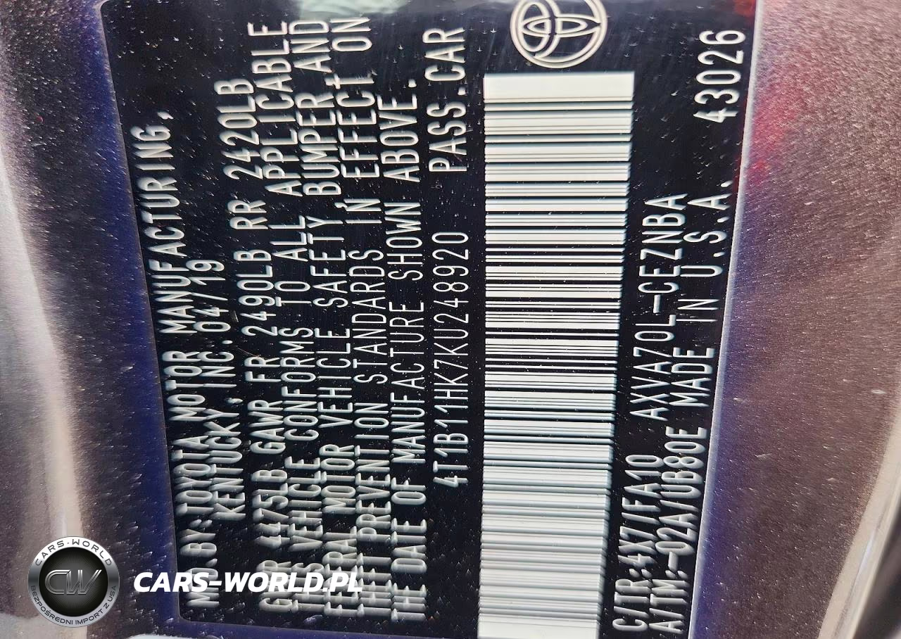 2019 Toyota Camry Le VIN:4T1B11HK7KU248920 - 12