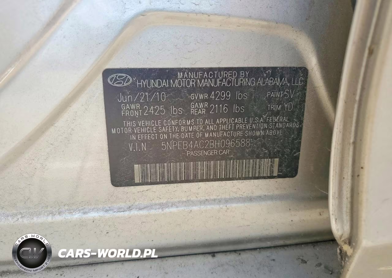 2011 Hyundai Sonata Gls VIN:5NPEB4AC2BH096588 - 12