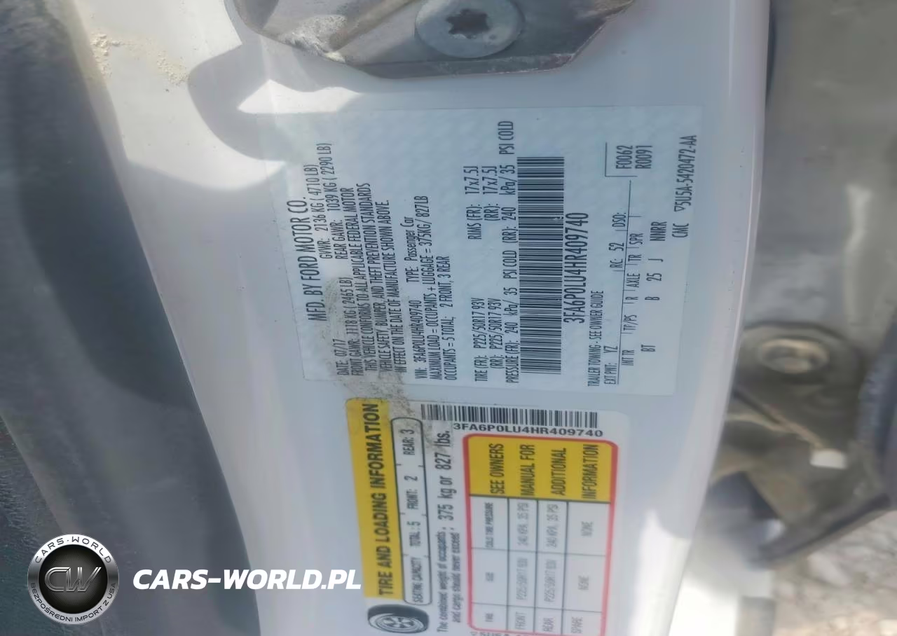 2017 Ford Fusion Se Hybrid VIN:3FA6P0LU4HR409740 - 12