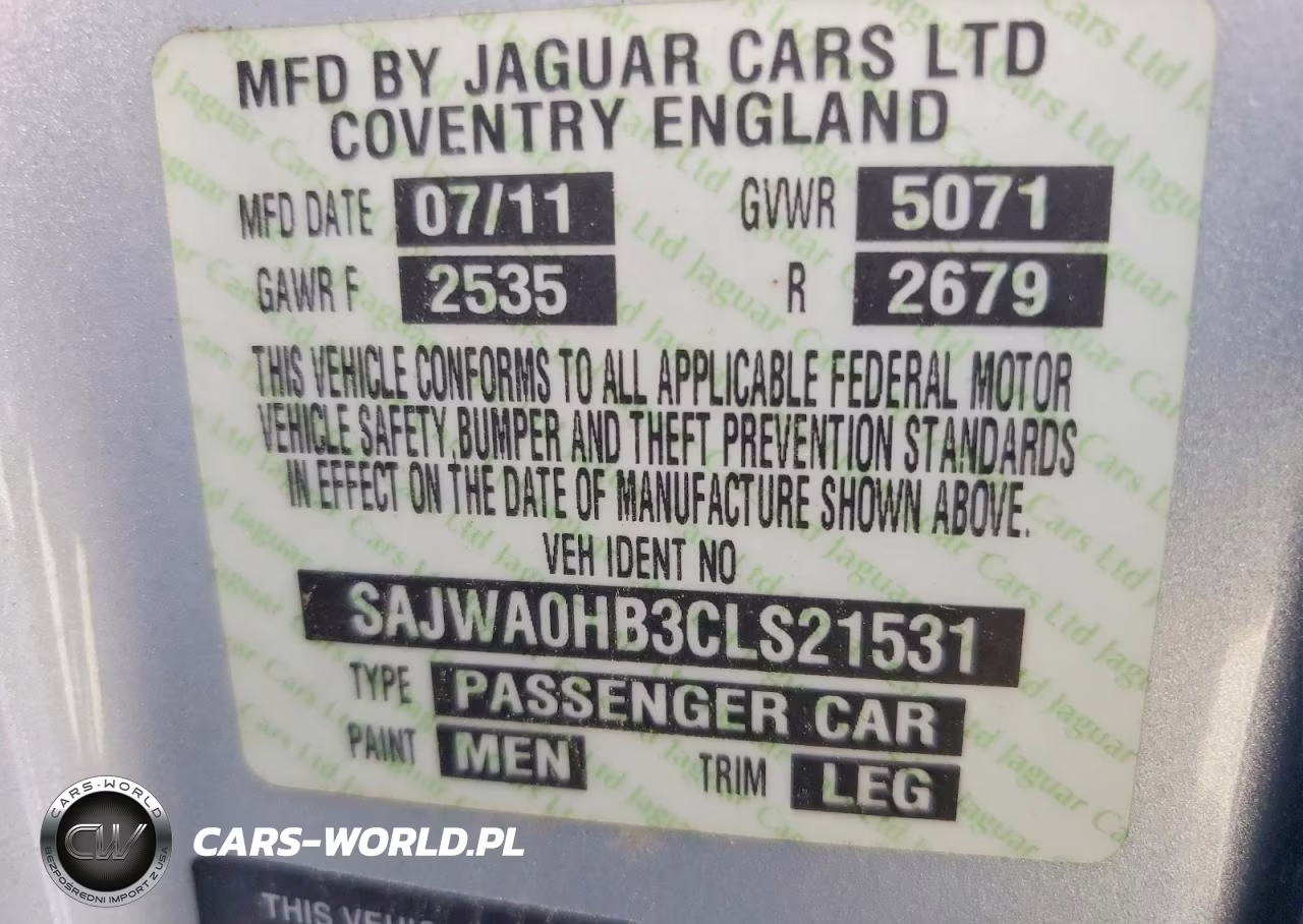 2012 Jaguar Xf Portfolio VIN:SAJWA0HB3CLS21531 - 12