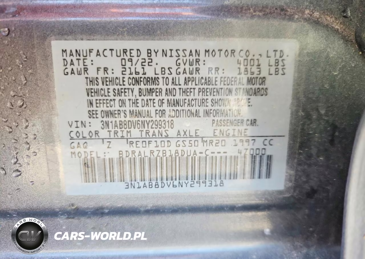 2022 Nissan Sentra Sr VIN:3N1AB8DV6NY299318 - 13